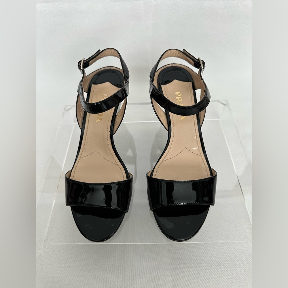 Prada Calzature Donna Black Wedge Sandals Size 38 EU - Picture 4 of 10